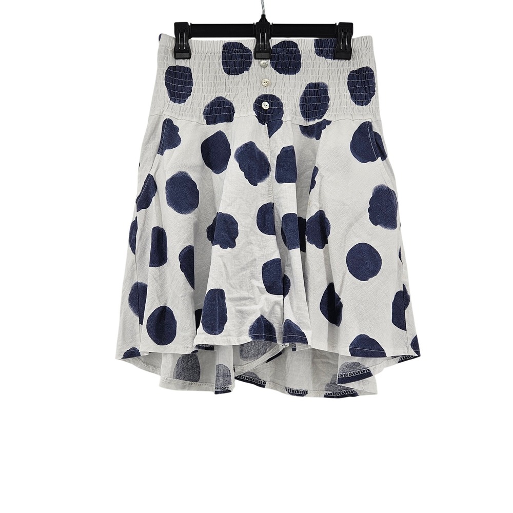 Camille & Co Linen Blend‎ Made in Italy Polka Dot Skirt Coastal Euro Summer M